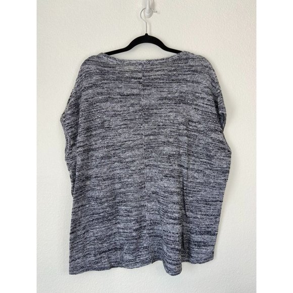 PureJill women's medium heather grey knit oversized sweater top linen cotton - Picture 6 of 6